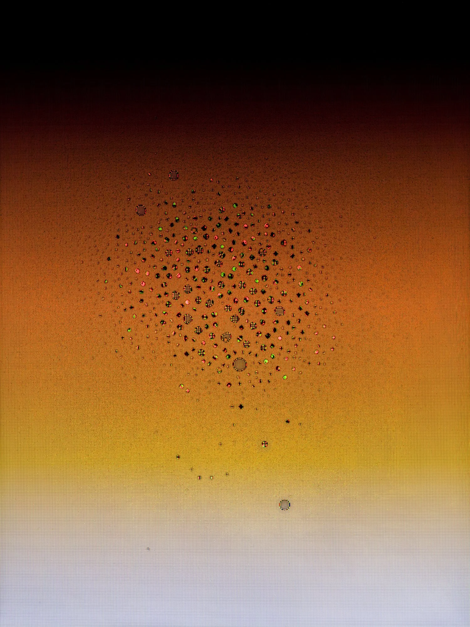 Pornhub image from Tears, Spit & Cum, where bodily fluid distorts a color gradient sampled from the pornography platform, exploring sexual desire and screen-mediated physical response.