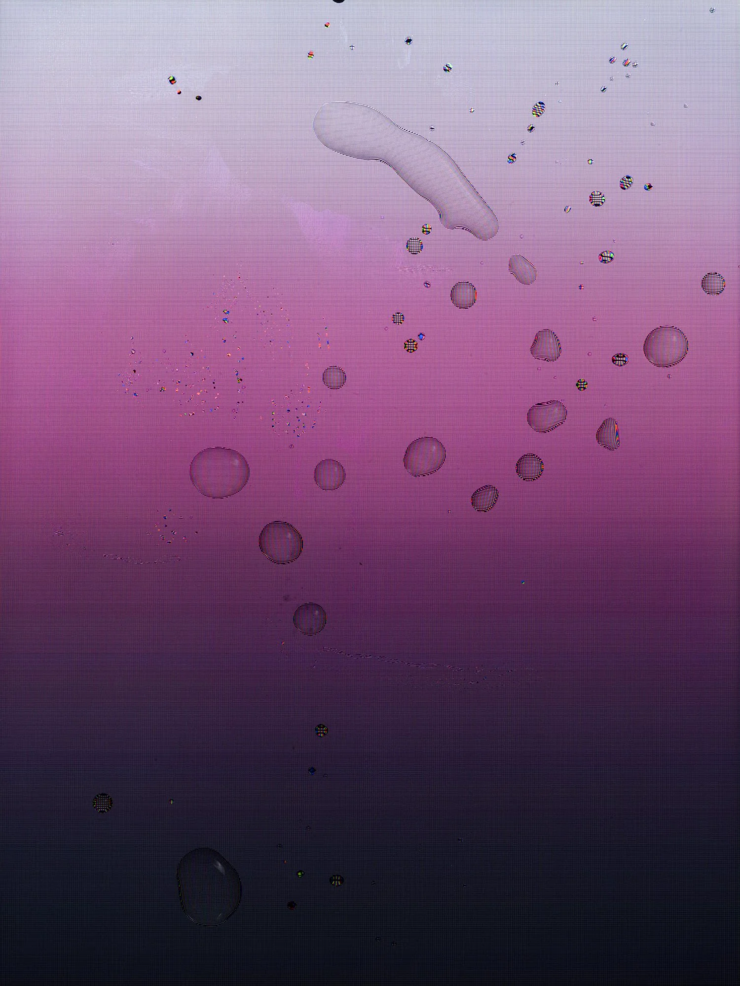 YouPorn image from Tears, Spit & Cum, combining bodily-fluid droplets with a pornographic website’s color gradient to examine desire, digital intimacy and the material body.