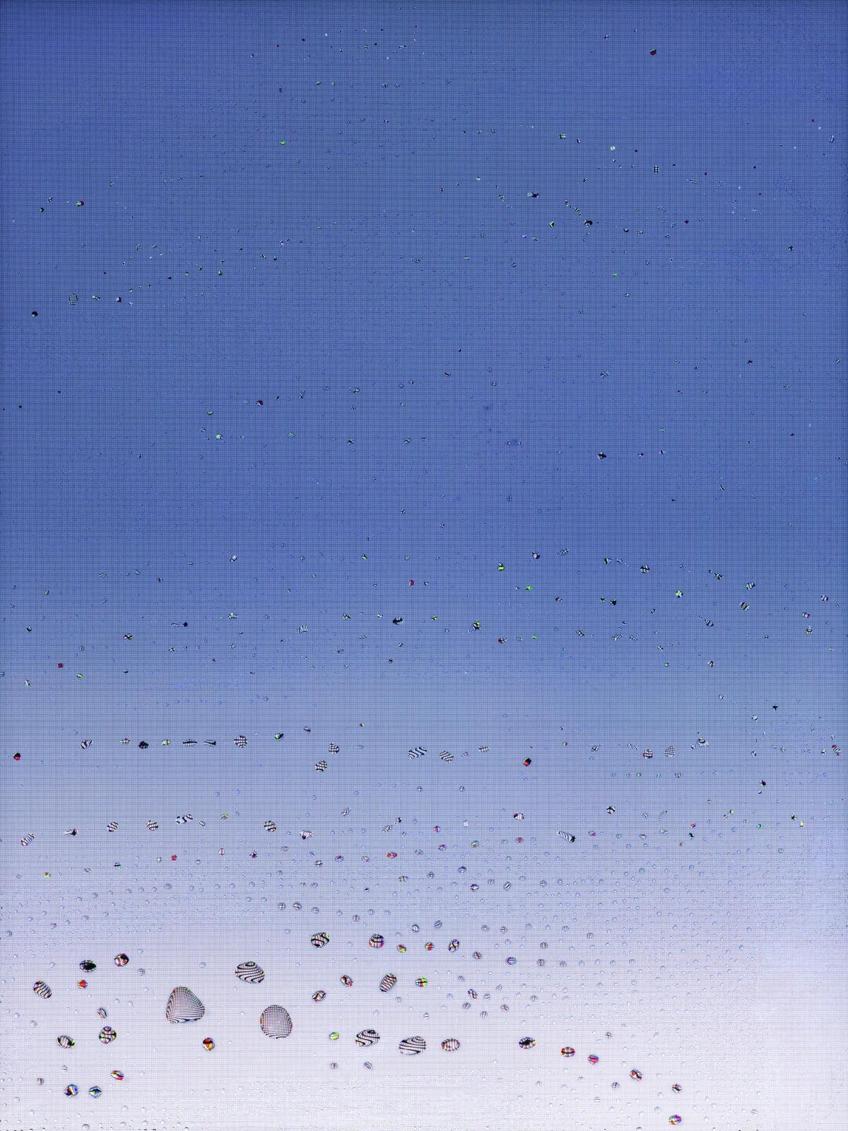 Facebook image from Tears, Spit & Cum, where bodily fluid magnifies a social-network color gradient, examining online connection, screen-mediated emotion and the physical body.