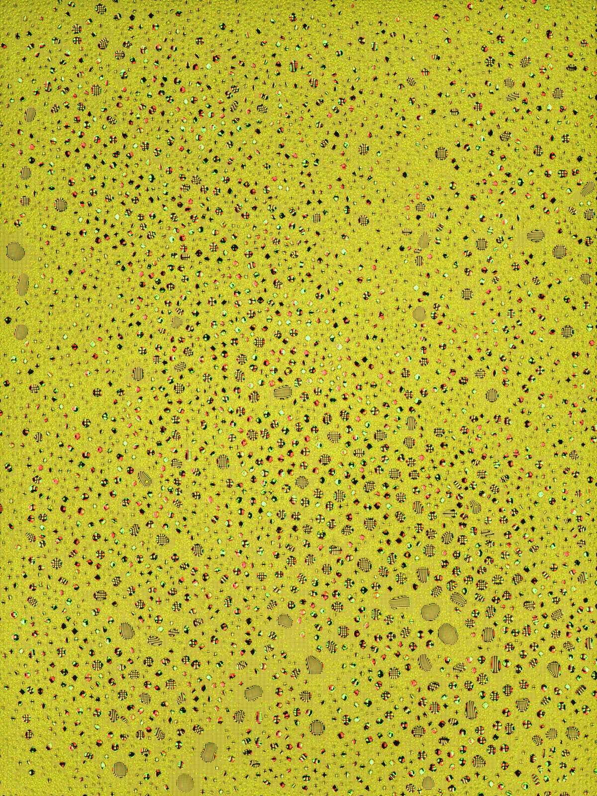 Snapchat image from Tears, Spit & Cum, where bodily-fluid droplets distort a color gradient sampled from the social-media interface, connecting ephemeral communication with physical experience.