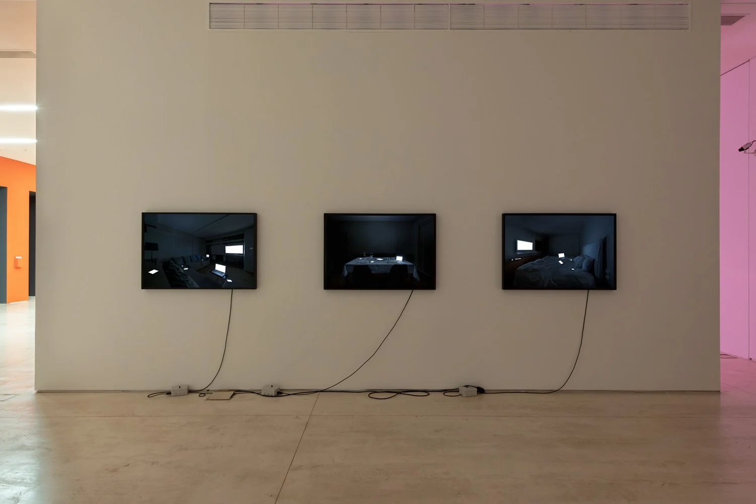 Installation view of Family Portraits in Modern Love at EMST, Athens, 2023, presenting photographs that explore screen culture, digital intimacy and human–technology relationships.