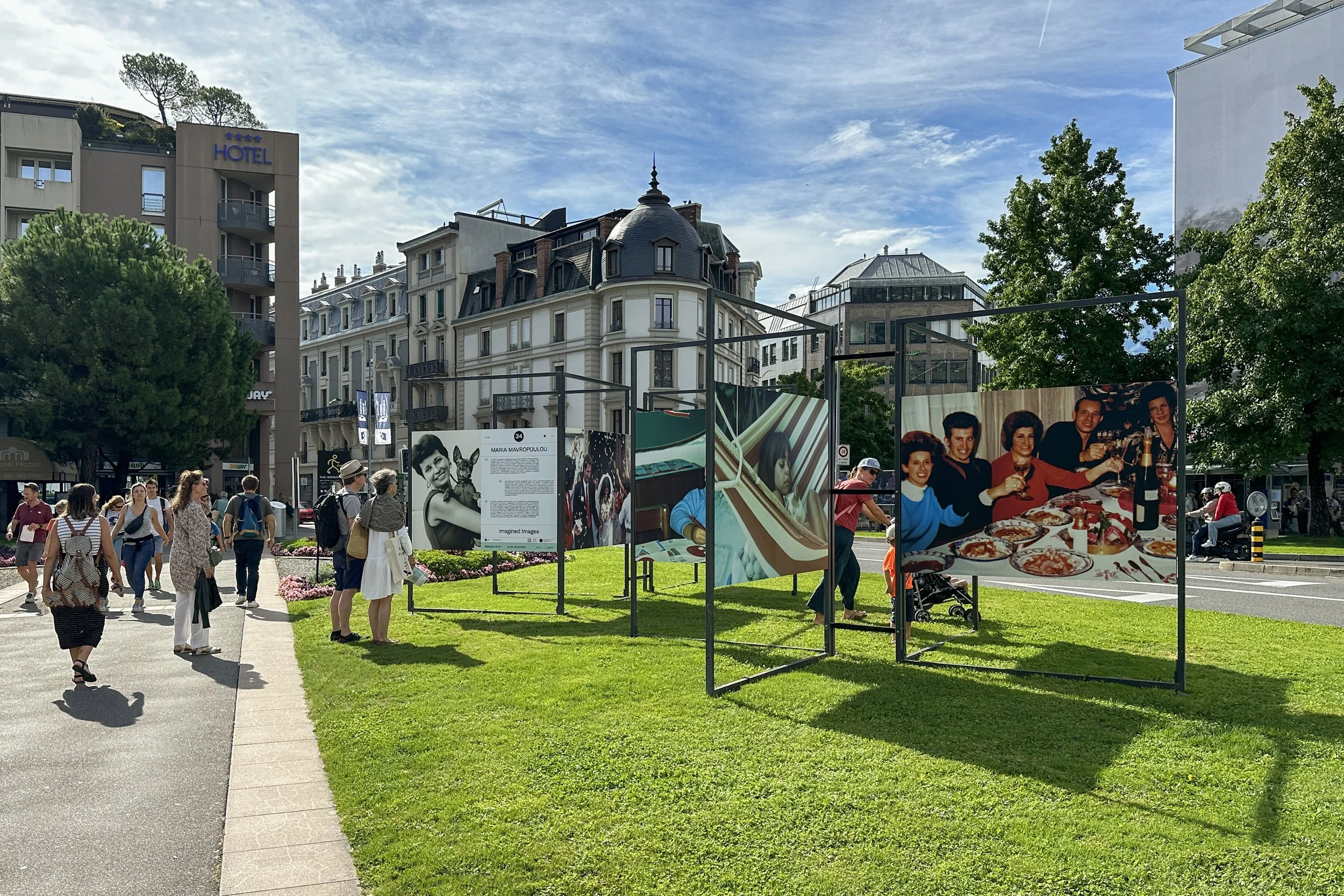 Installation detail of Imagined Images at Images Vevey 2024, connecting generative AI with family memory, migration and lost photographs.