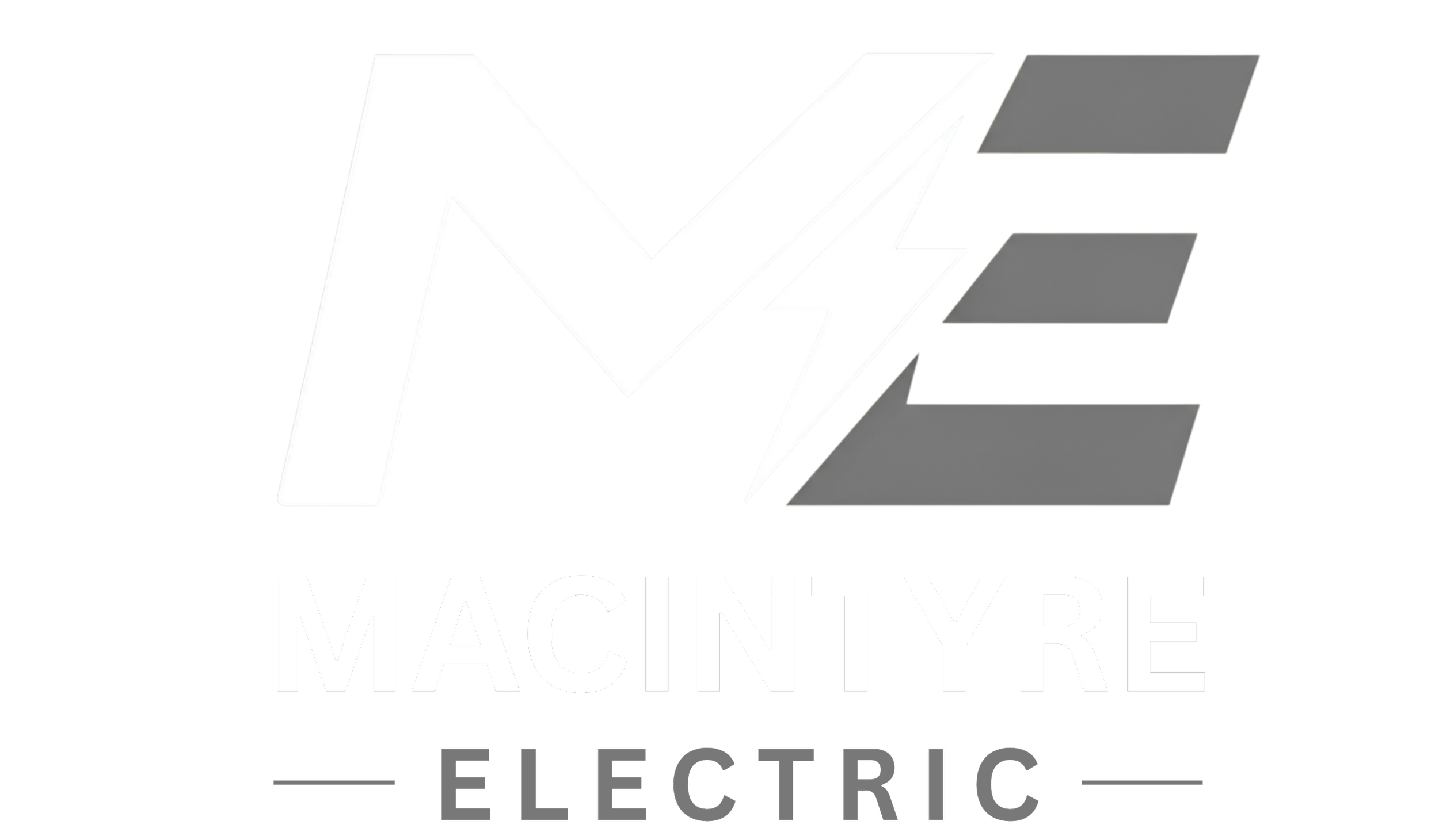 McIntyre Electric logo with stylized white and gray lettering on black background