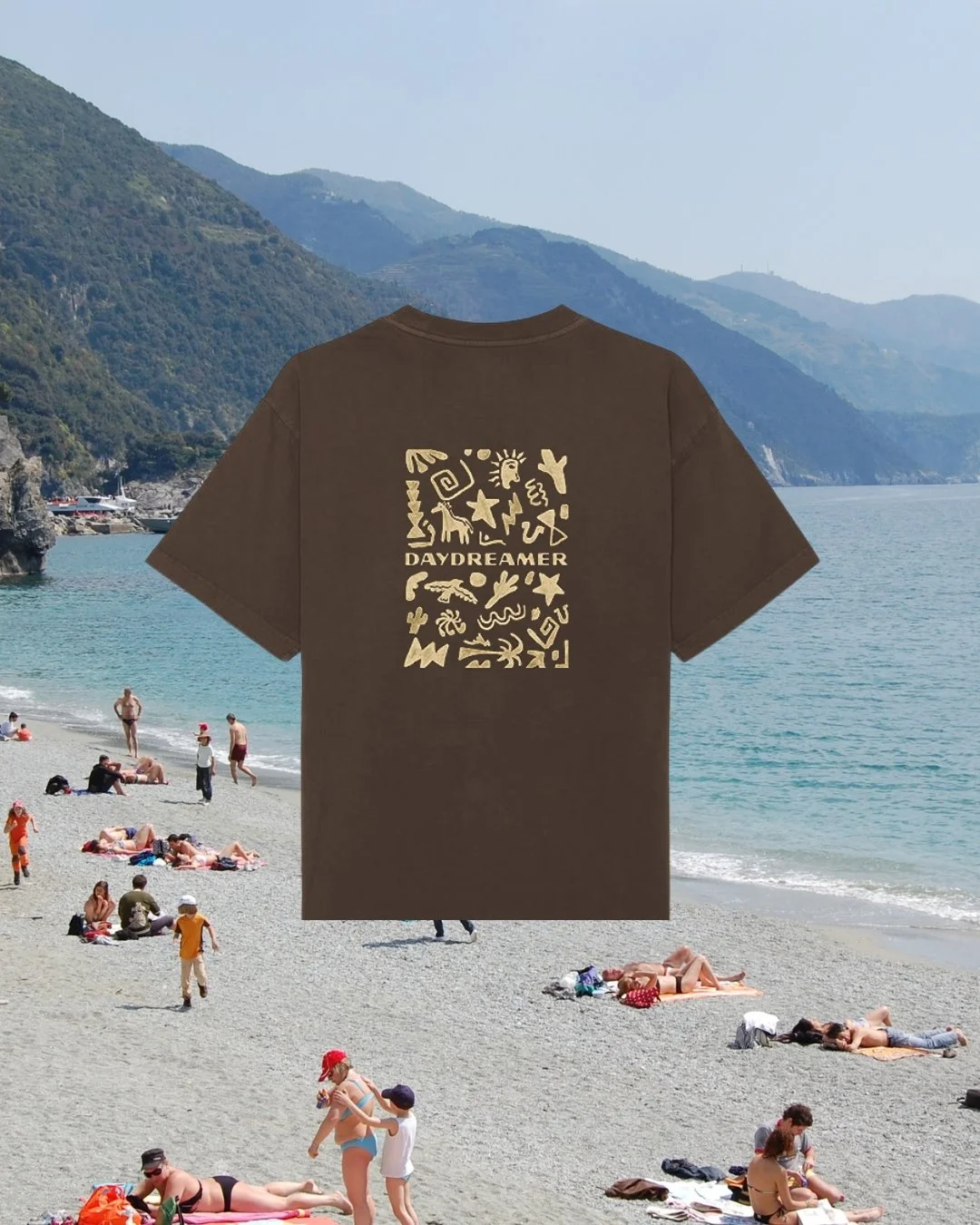 A brown t-shirt with 