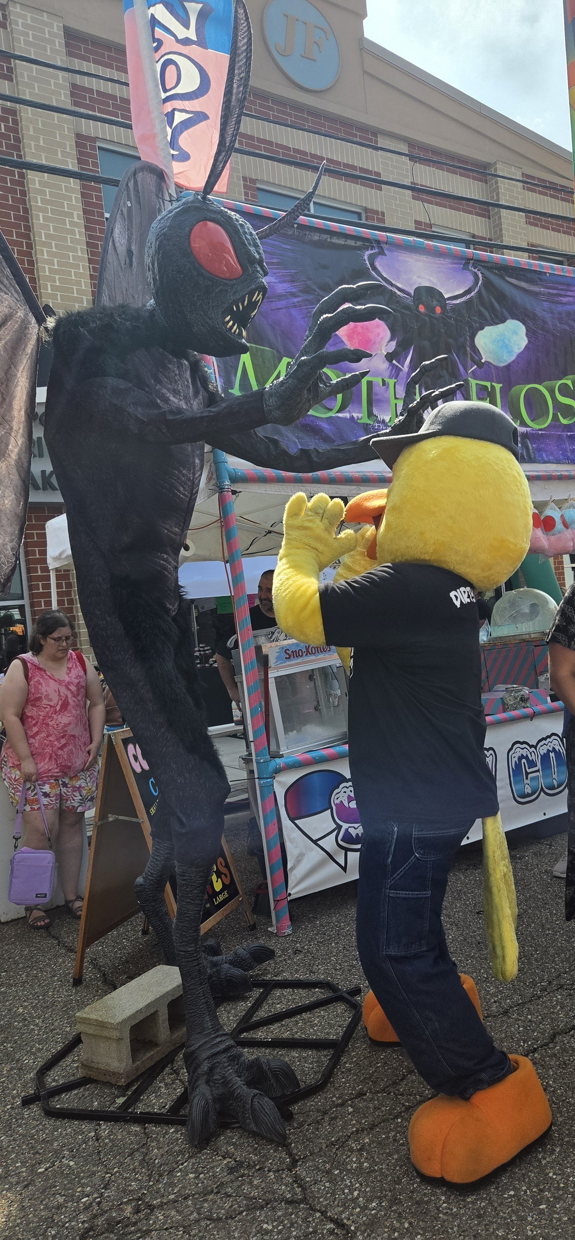 Dusty fighting Mothman. I can't wait to go to another Dirty Birds games.