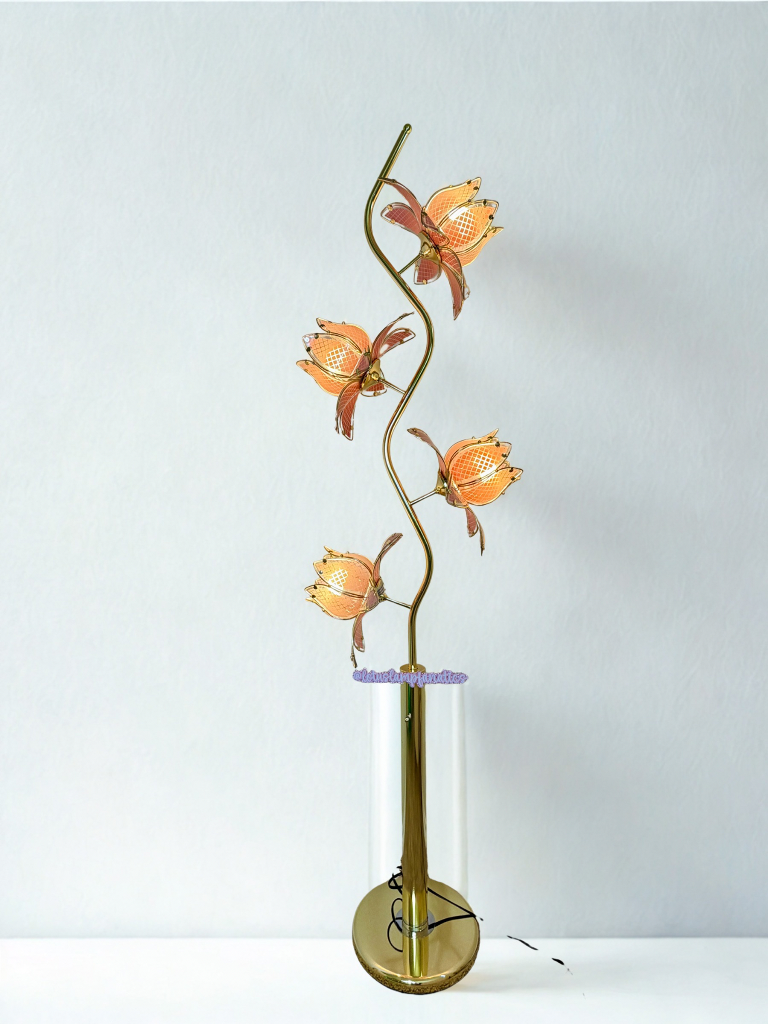 Pink Checkered Lotus Floor Lamp