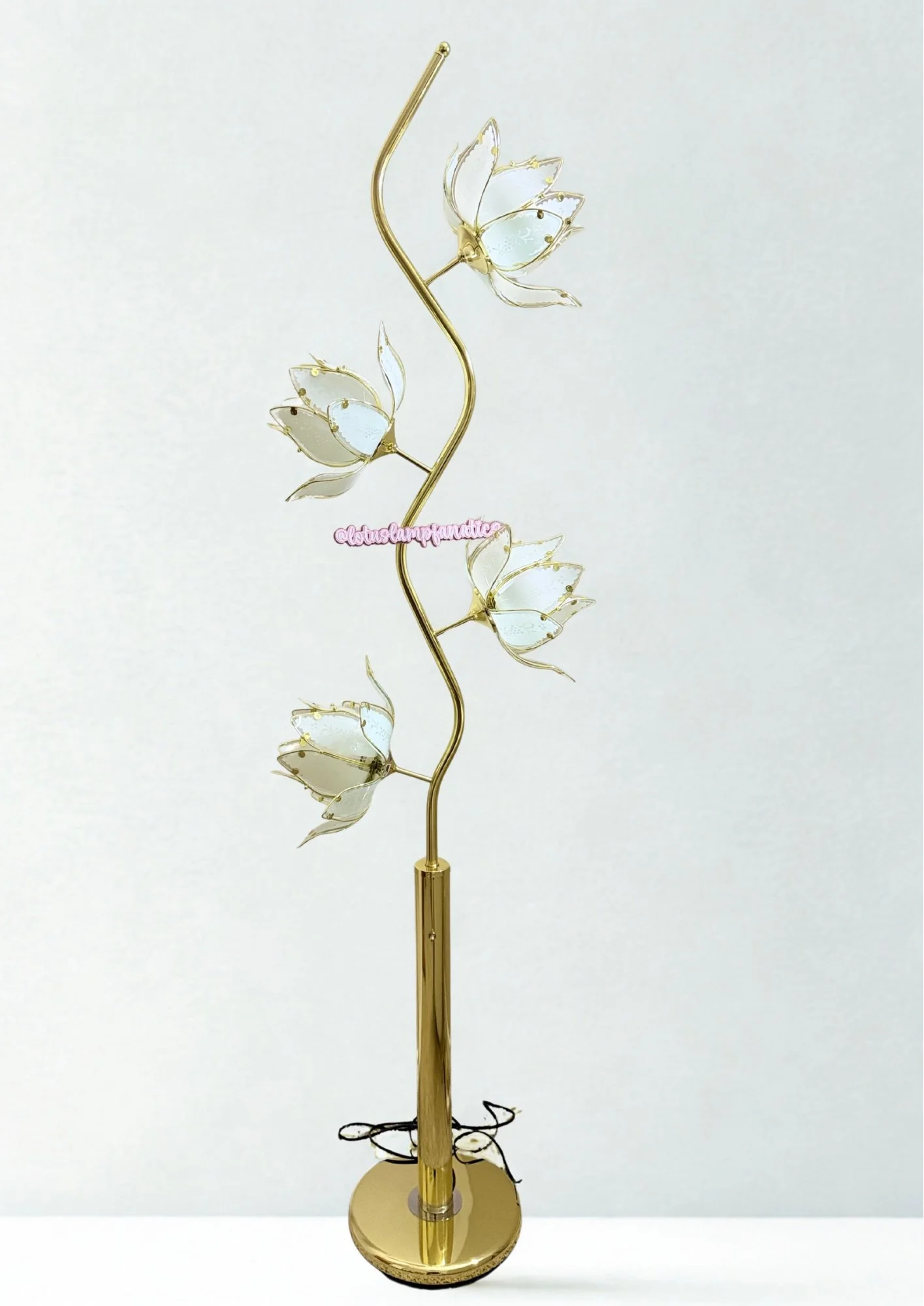 White & Gold Lotus Floor Lamp
