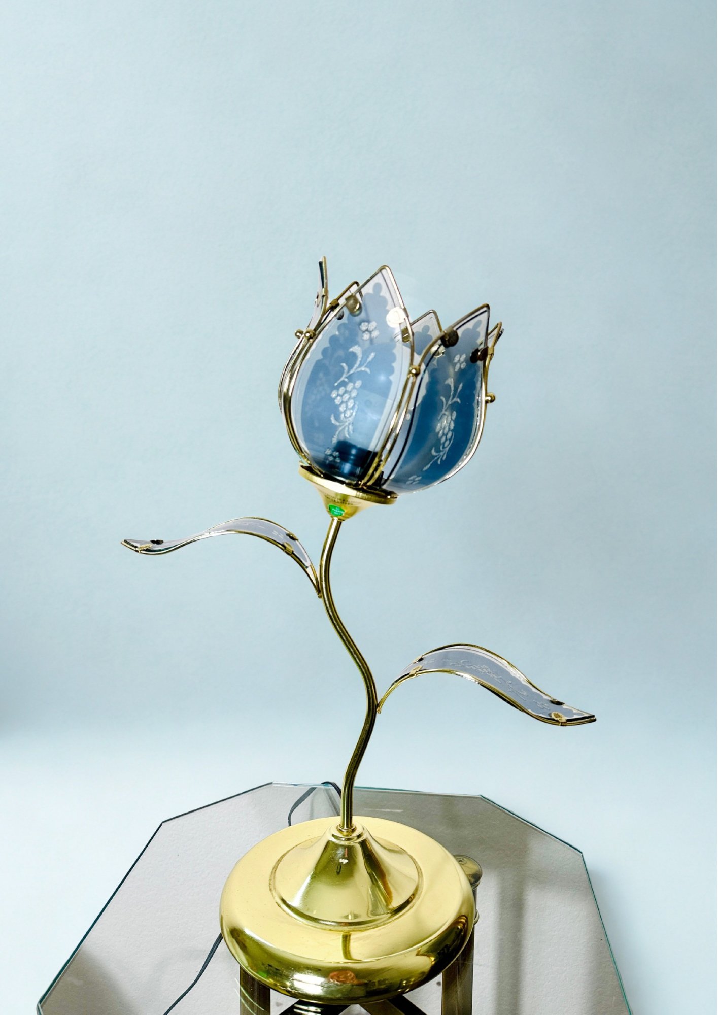 Dark Blue Glass Touch Table Lamp