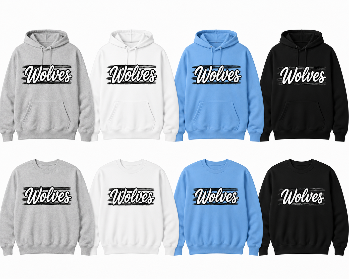 Wolves writing Hoodie/ Crewneck