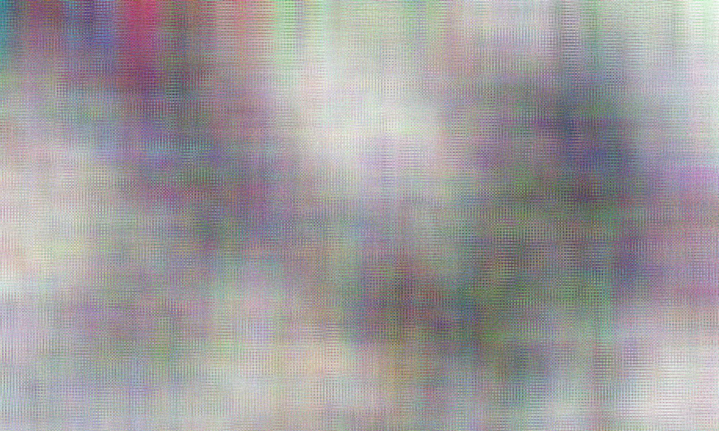 The image is heavily distorted with a rainbow-like pattern, making it difficult to discern any specific objects or scene.