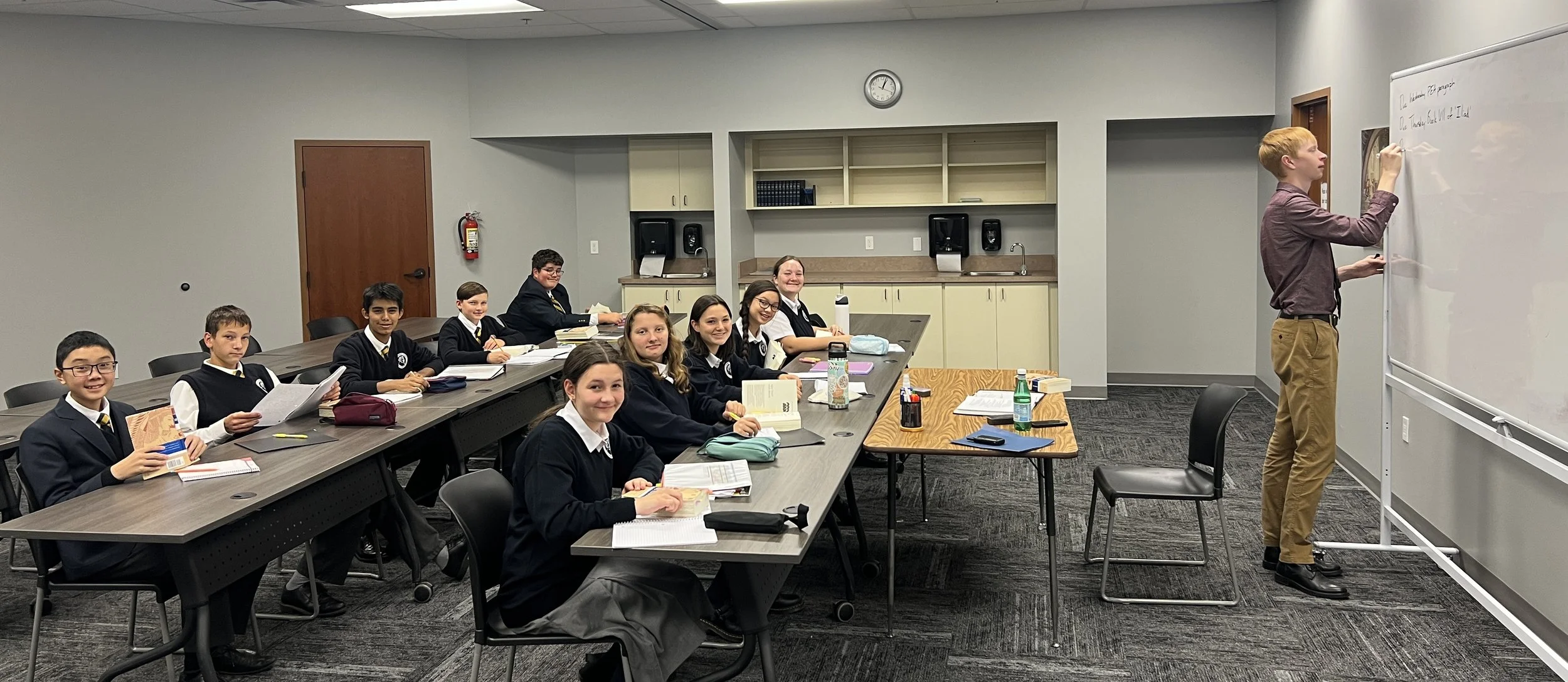 Students pose for photo in Mr. Swalling's class