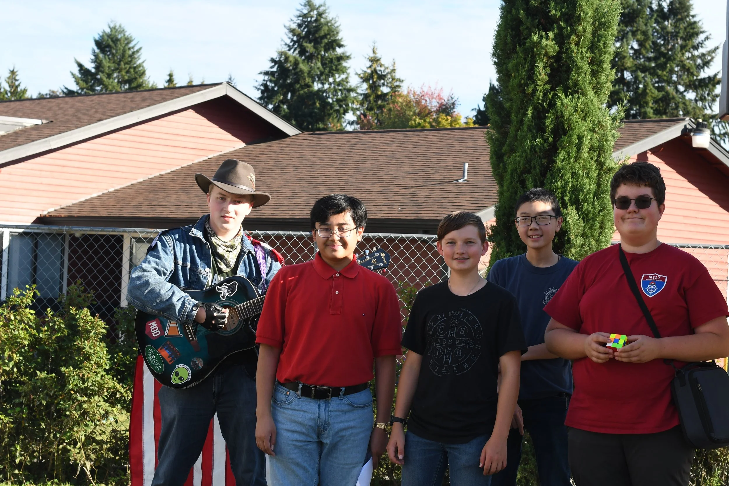 Students pose for picture at Michaelmas celebration