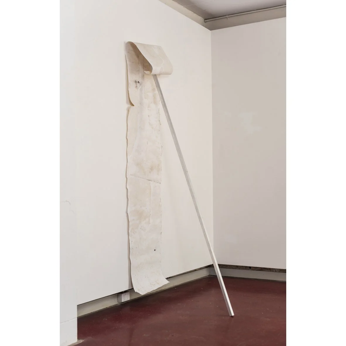 "holding your breath", 2022
aluminium, salvaged paper, stains

