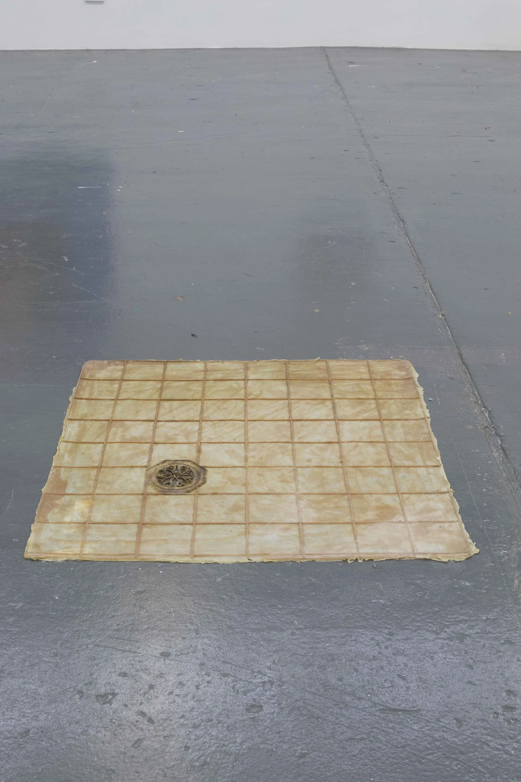 "...and keen and cold", 2023. 
Latex, hair, bathroom residue. 
800x800mm