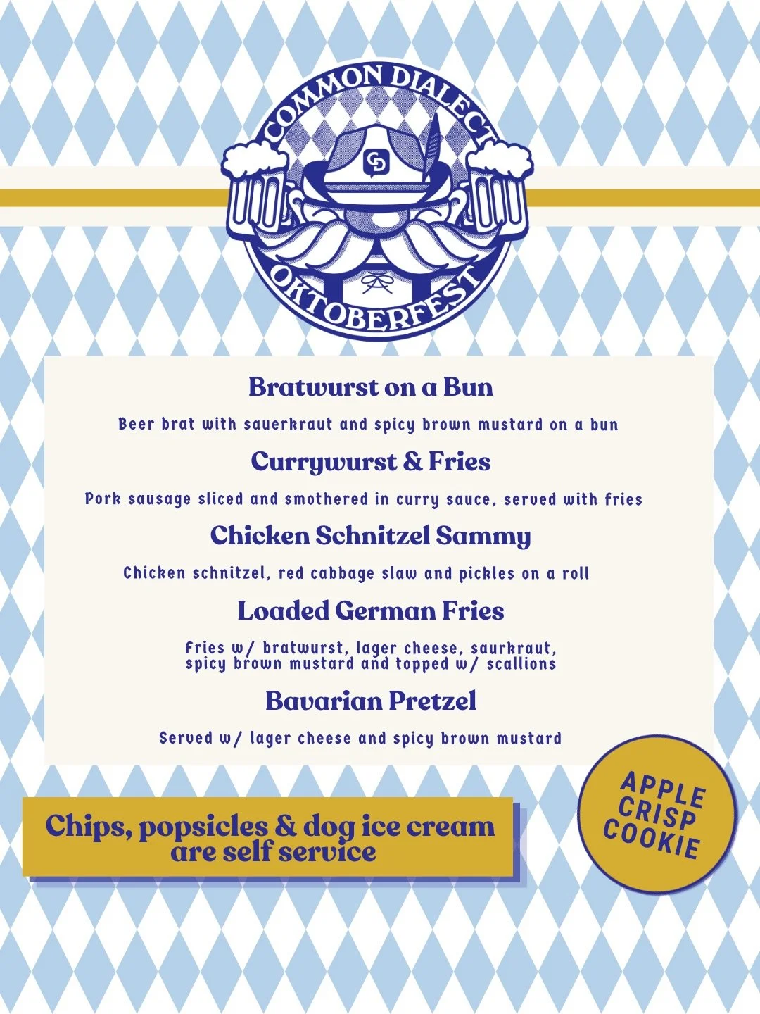 OKTOBERFEST MENUS! Check out our Oktoberfest kitchen &amp; draft menus and join us today, Saturday, 9/26 from 12pm - 6pm 🍺 

- Liter specials, stein hoisting, fall beers, live music
- Popsicles, @bonescoffeecompany canned lattes, cold brew slushes
-