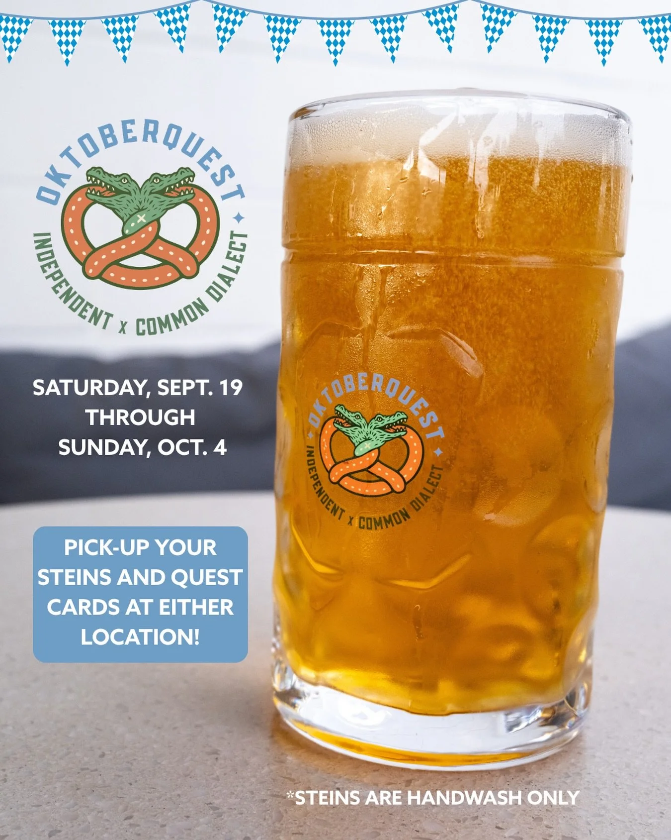 OKTOBERQUEST IS BACK! 🍺&nbsp;AND our Oktoberfest beers are hitting the taps this weekend! 

Get ready for two weeks of Bavarian-inspired fun, running September 19th through October 4th at both @commondialectbeerworks and @indieseminoleheights.

Stei