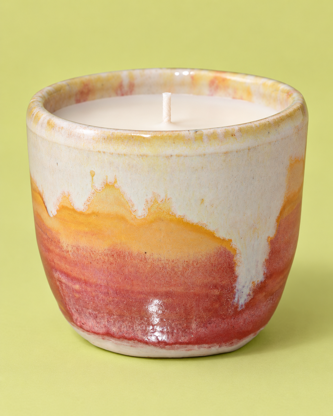Handcrafted Glazed Ceramic Candle on Chartreuse.png