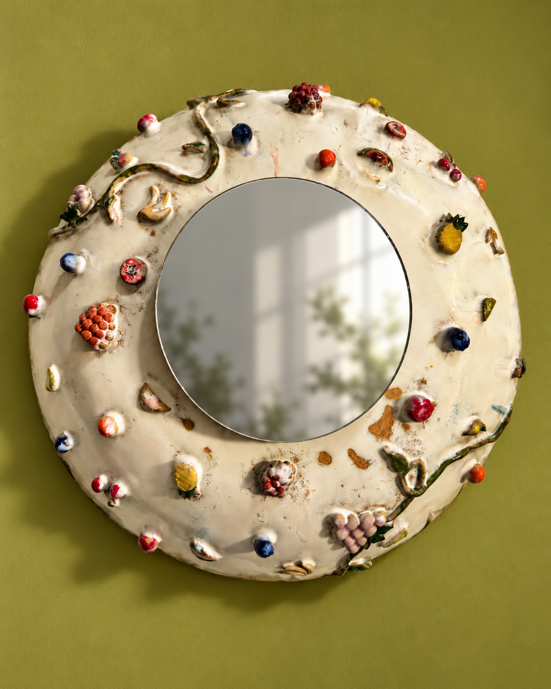 Artisanal Fruit-Adorned Ceramic Mirror.png