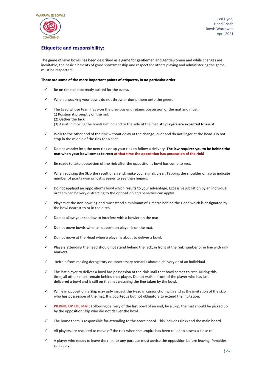 Etiquette and Responsbility