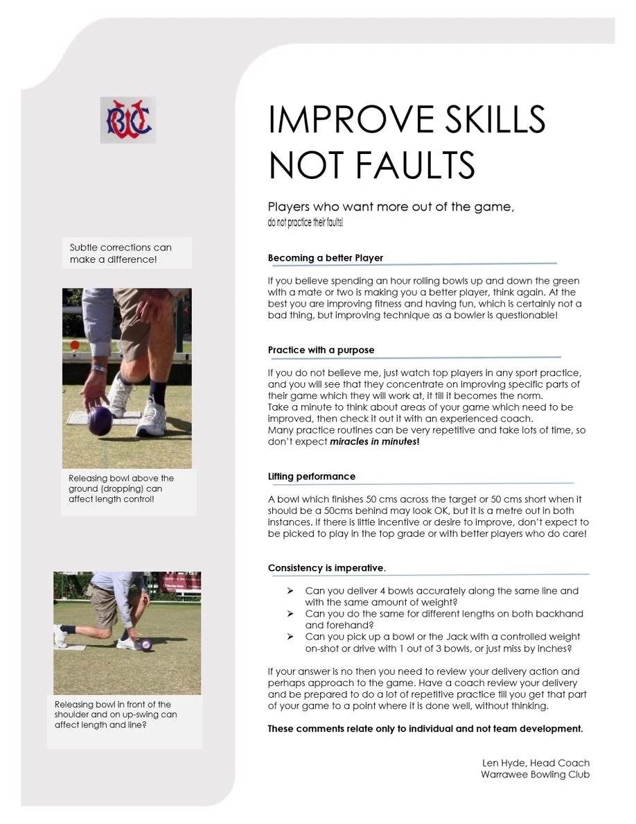 Improve Skills not Faults
