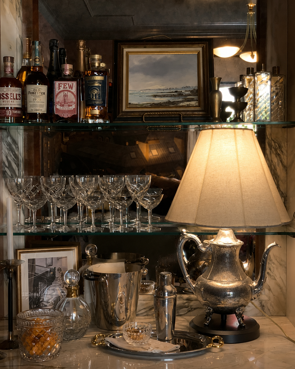 Silver Teapot Lamp