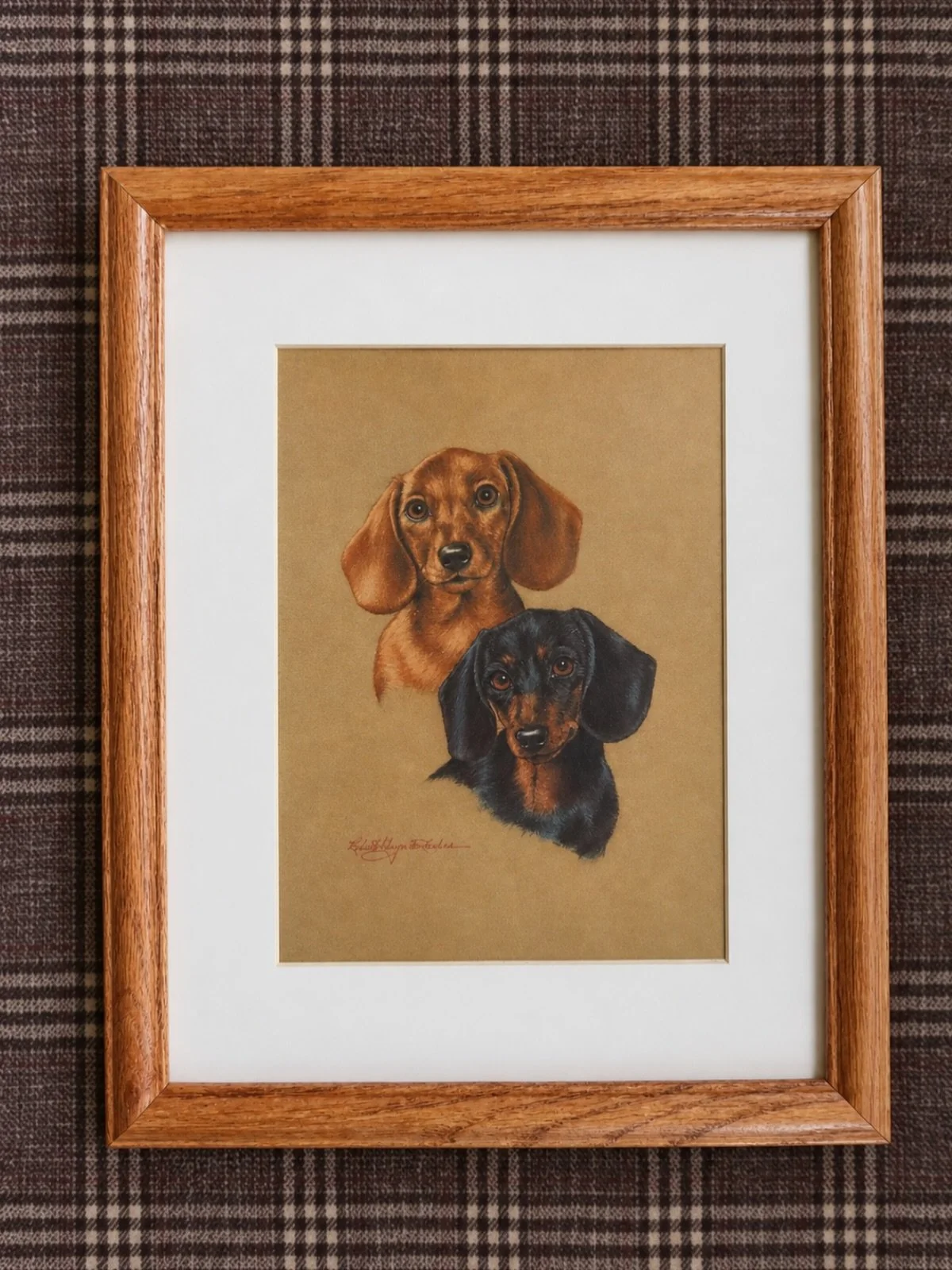 Another fun find featuring two dachshunds in a natural wood frame!