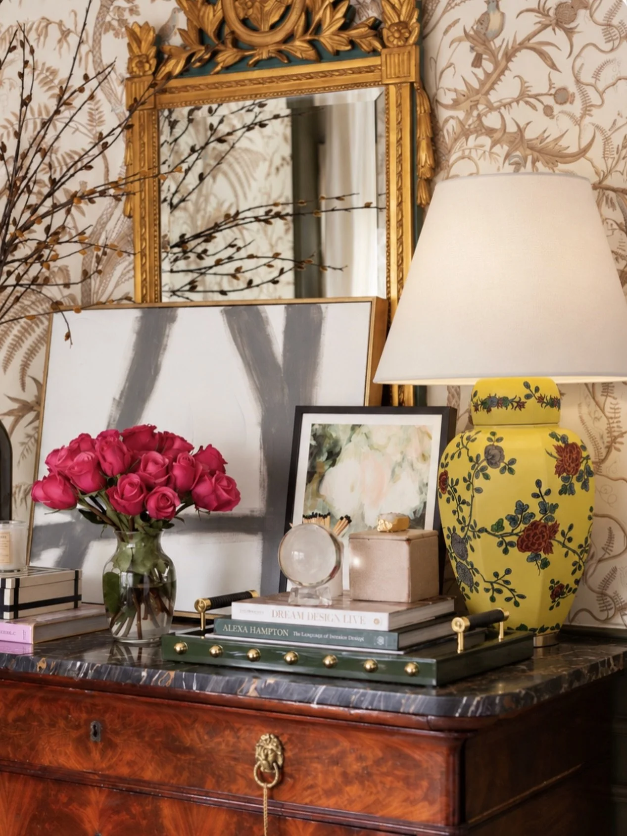 A little sunshine for your favorite corner 💛 This vintage floral ginger jar lamp brings the perfect pop of color and collected charm!