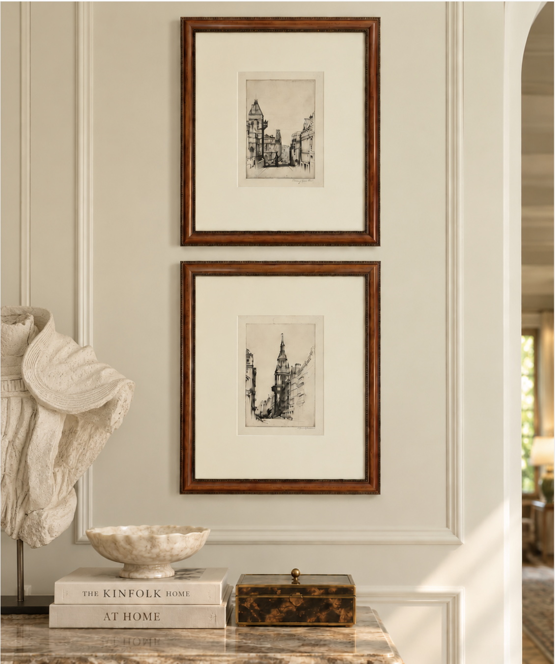 Framed Vintage Architectural Sketches