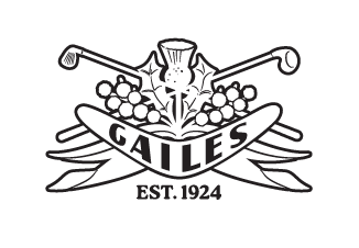 A black and white logo featuring a grapevine, a banner with the word 'GATE'S', and the text 'EST. 1924' underneath.