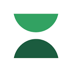 Two half-circle shapes, one green on top and one dark green on bottom, arranged vertically.