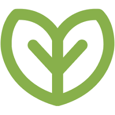 Green stylized leaf logo with a symmetrical design.