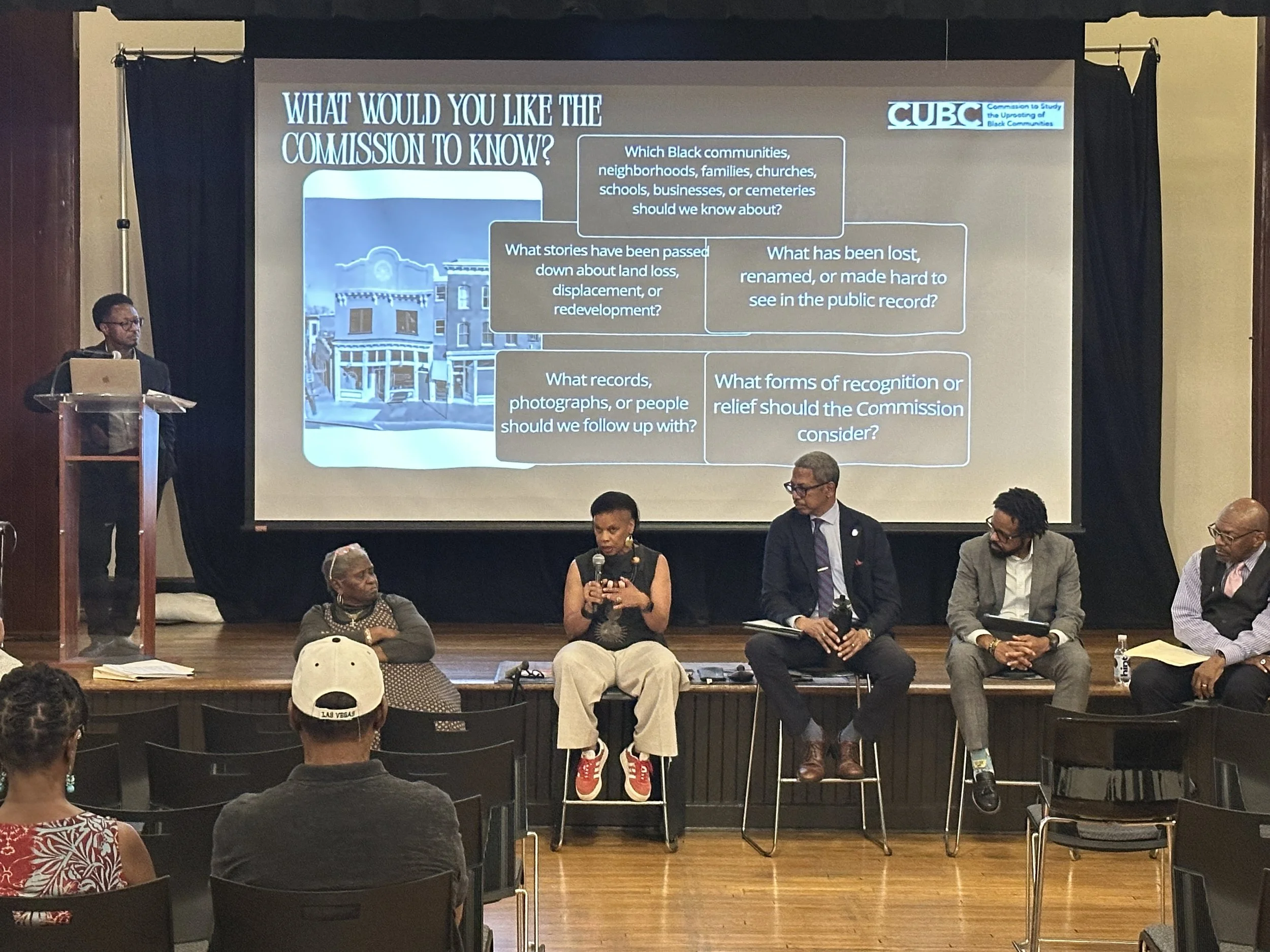 The panel for the Commission for the Study of the Uprooting of Black Communities.