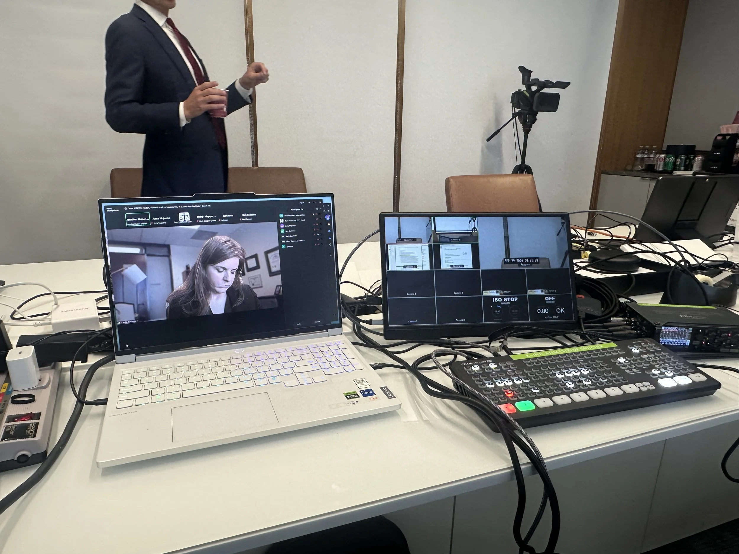 Zoom link is ready and the docs that will be integrated into the deposition are already pre-loaded from an iPad and a seperate laptop.