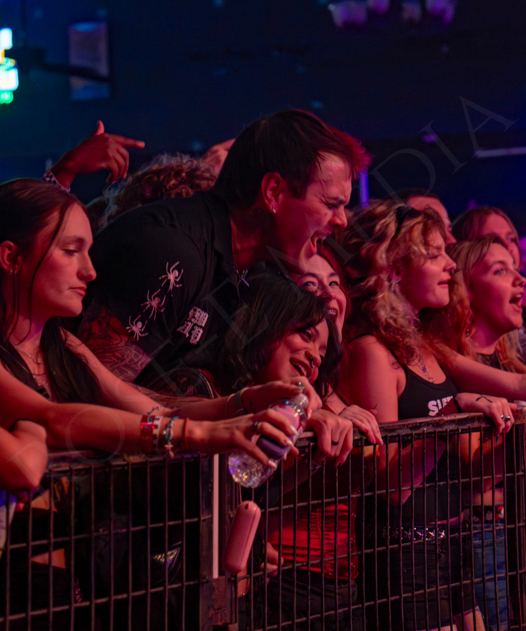 A fan at the barricade lets it all out during Bemo Rouge’s Emo Night in New Orleans, captured in a raw moment of crowd energy, emotion, and live music intensity.