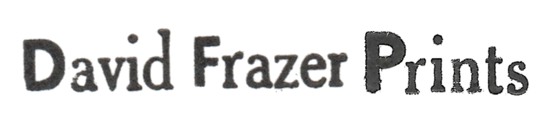 Text reading 'David Frazier Prints' with a black and white gradient effect.