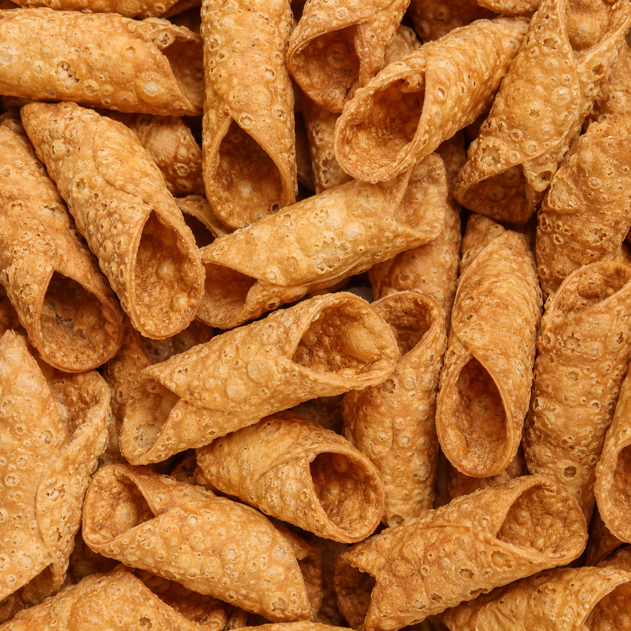 Traditional Italian cannoli shells for Cannoli Society, a Richmond Cannoli Bar and a Roaming Cannoli Cart that are cripsy.