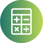 White calculator icon on a green gradient background representing how veroFresh automates data