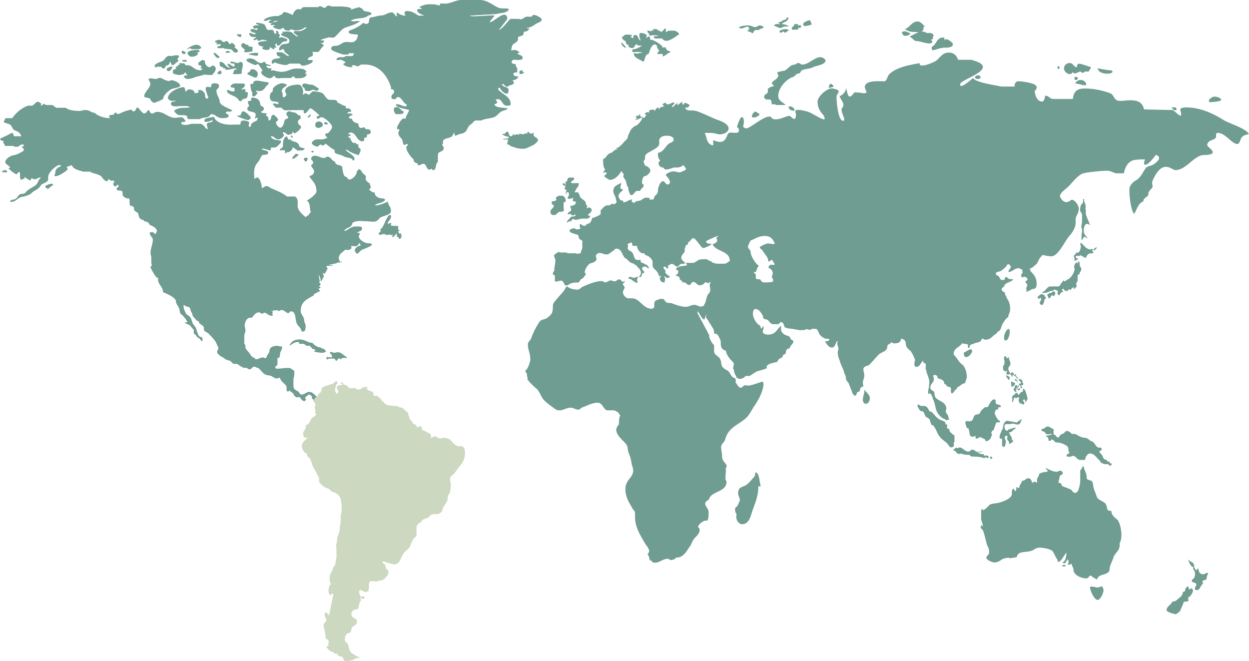 World map with countries highlighted that veroFresh operates in