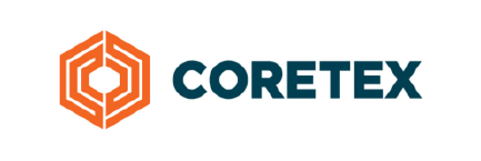 Coretex logo with an orange abstract geometric icon and the company name in dark blue text on a white background.