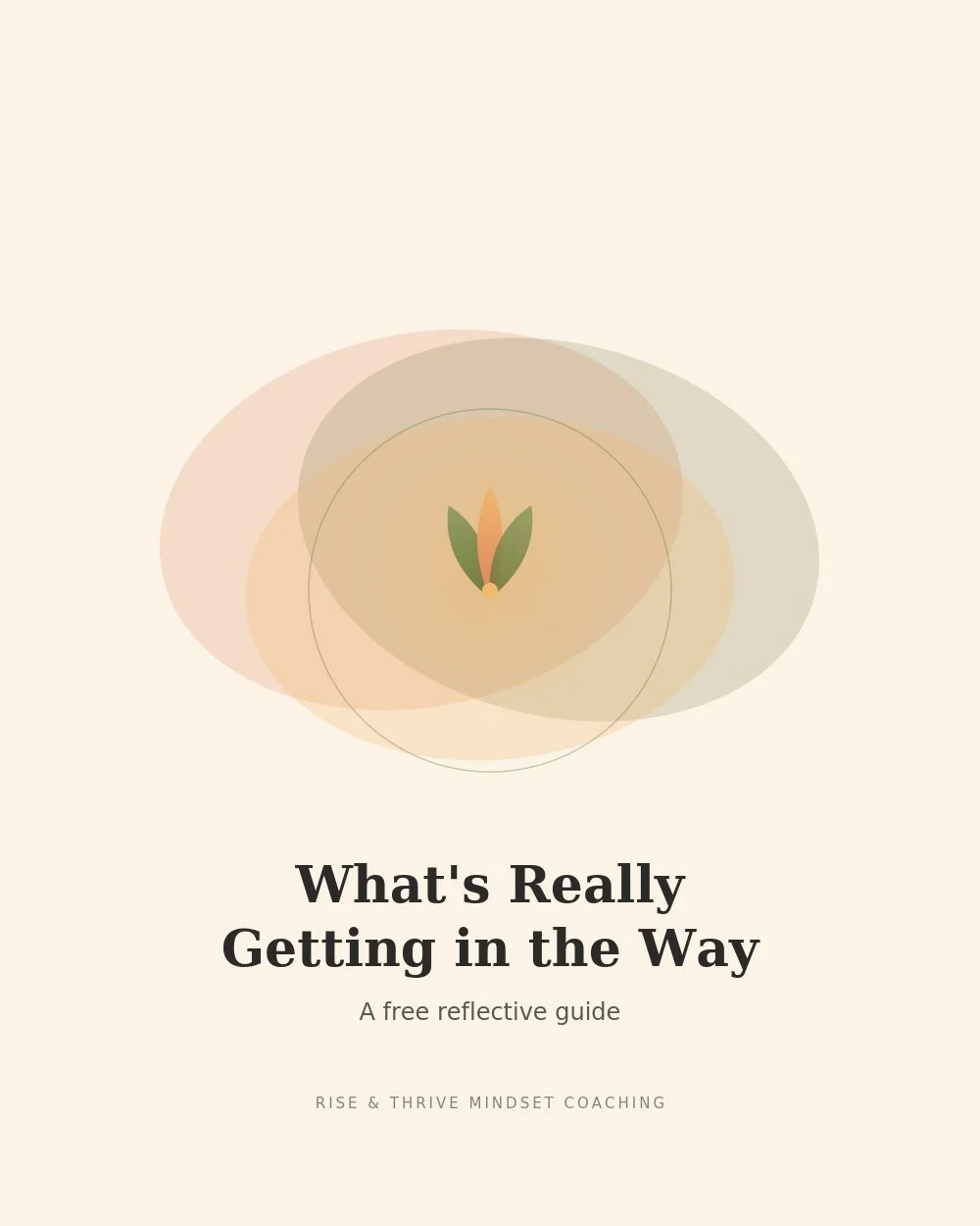 Cover page of a reflective guide titled 'What's Really Getting in the Way', featuring abstract artwork with soft, overlapping shapes in pastel colors and a minimalist design.
