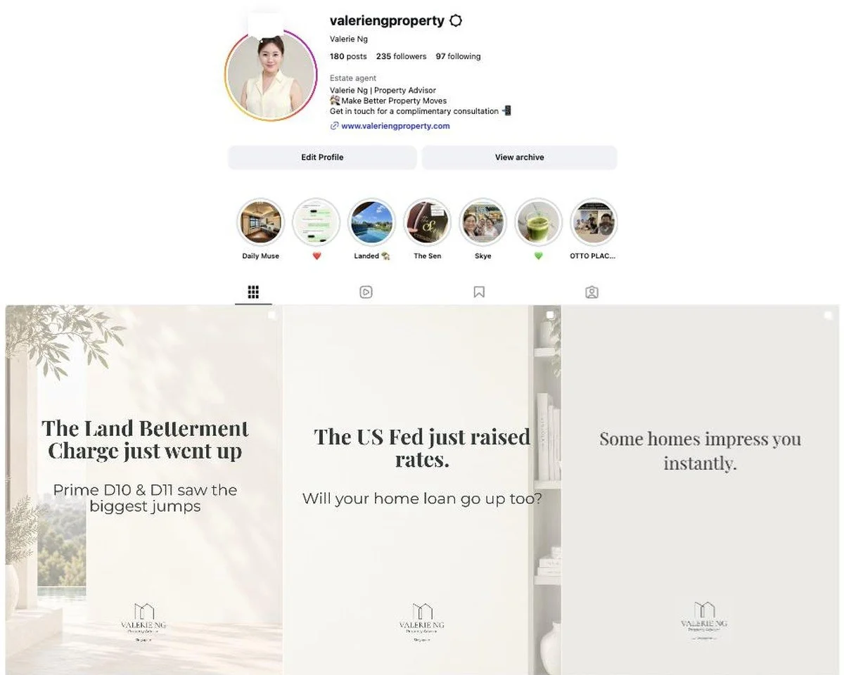 Valerie Ng Landed property agent Instagram