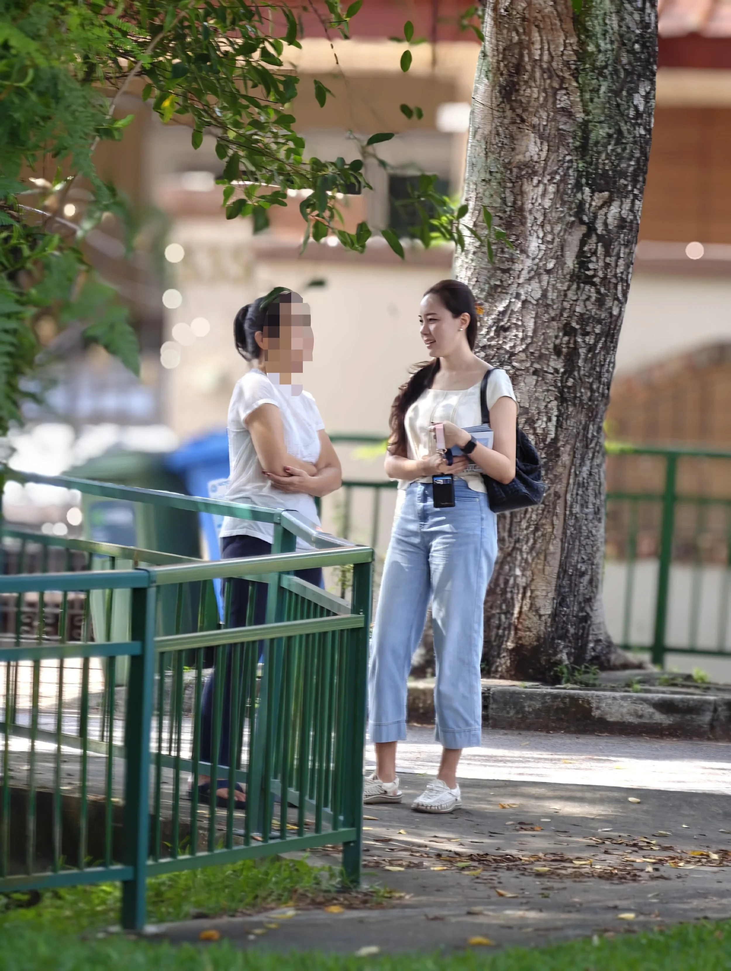 Valerie Ng meeting a homeowner while door-knocking