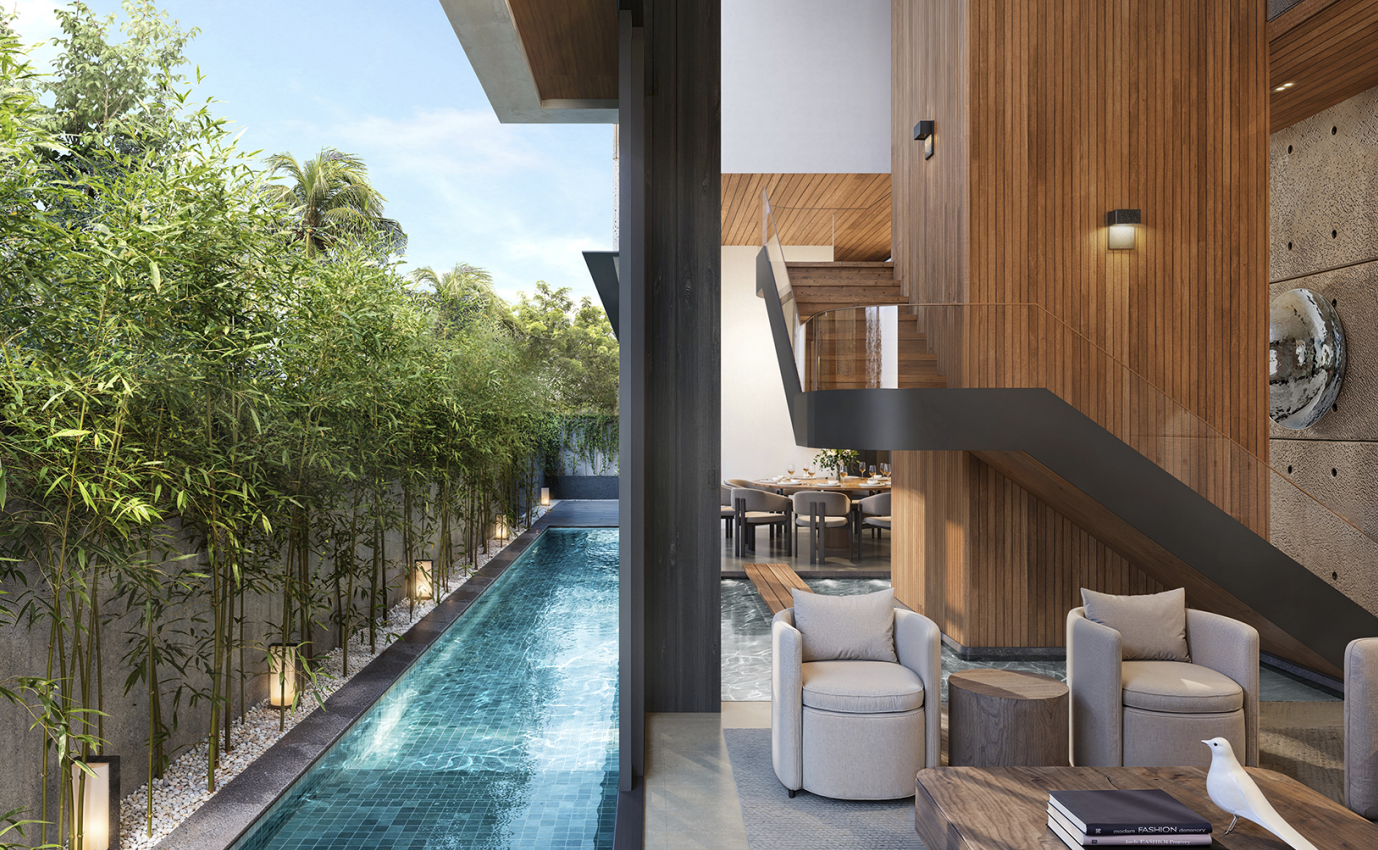 Modern landed home with lap pool