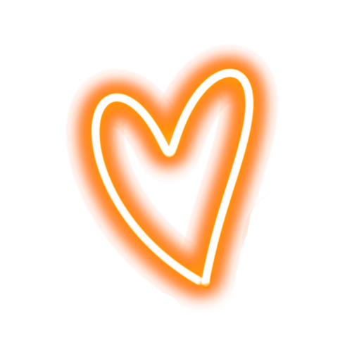 Neon orange heart outline with glowing effect
