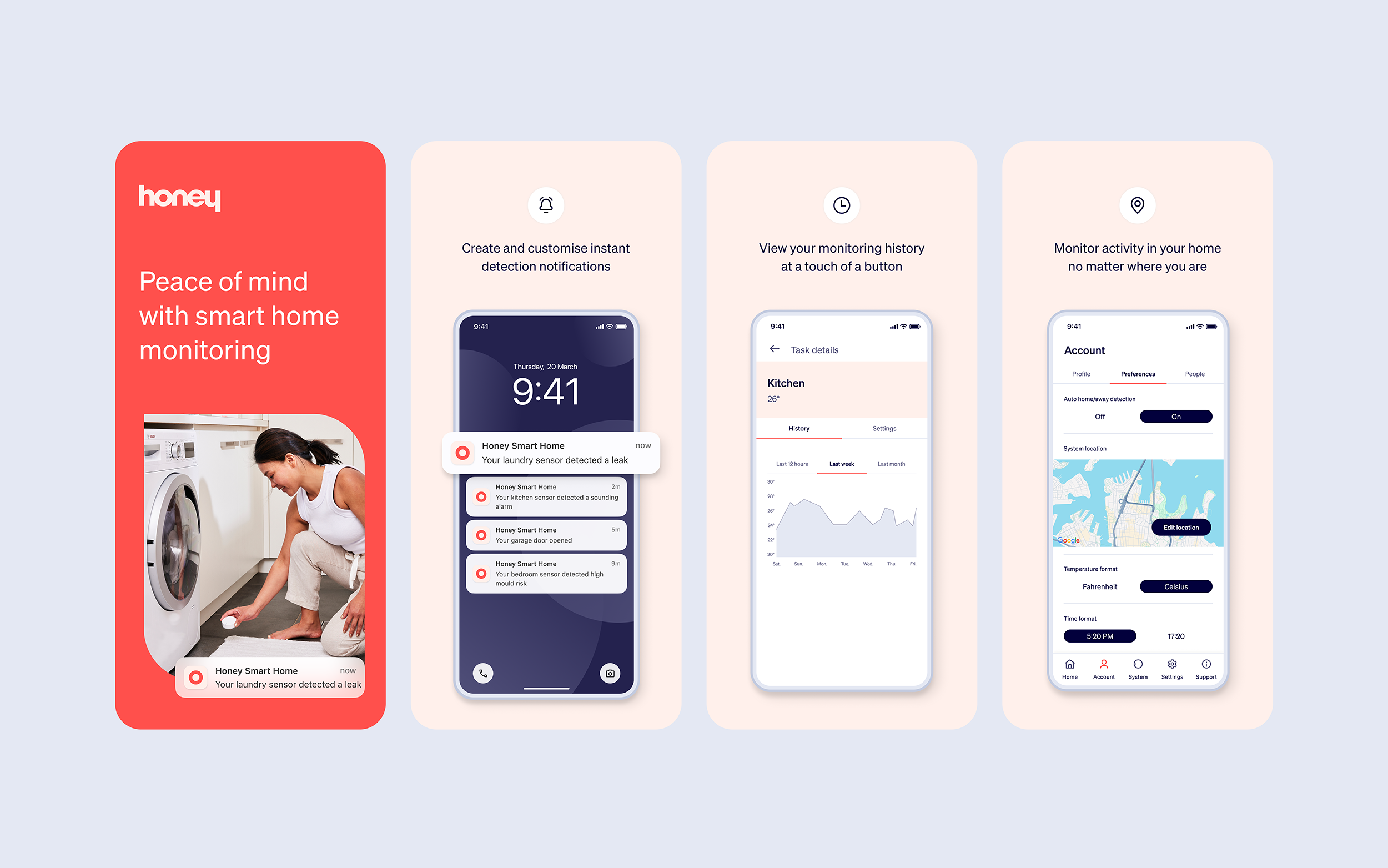 Screenshots of Honey app