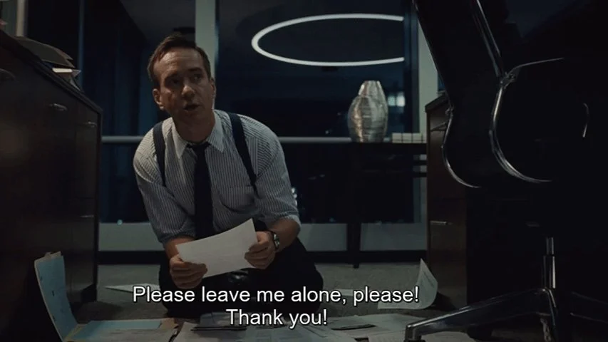 An image from the TV show Succession. It reads "Please leave me alone, please! Thank you!"