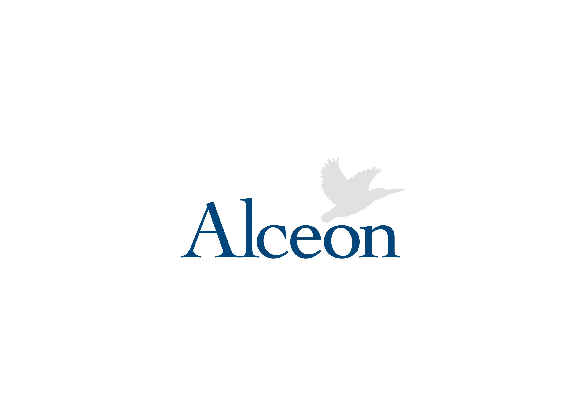 The image features a logo with the word 'Alceon' in blue text, accompanied by a silhouette of a flying bird above the text.