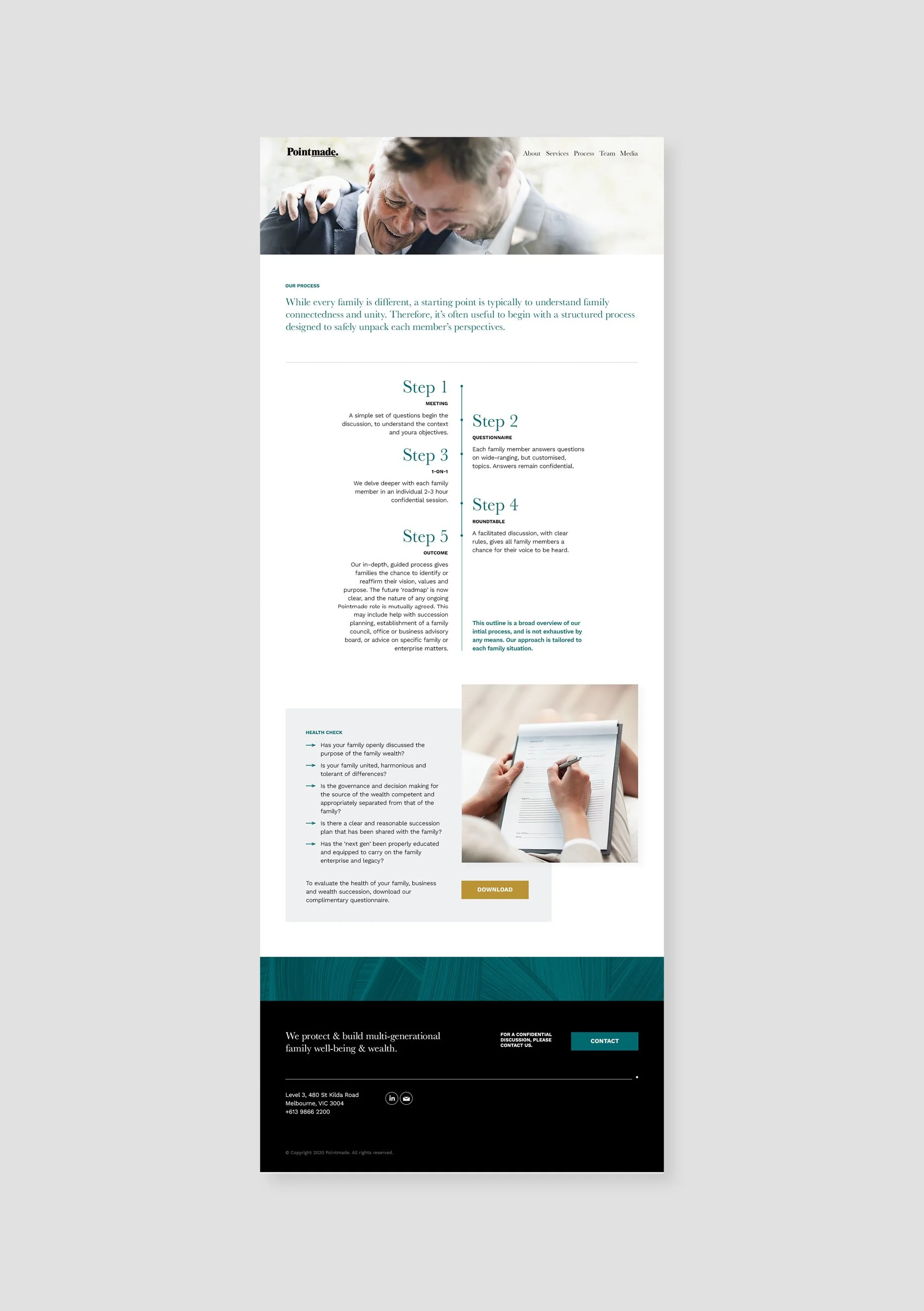 A sample page from the Pointmade website