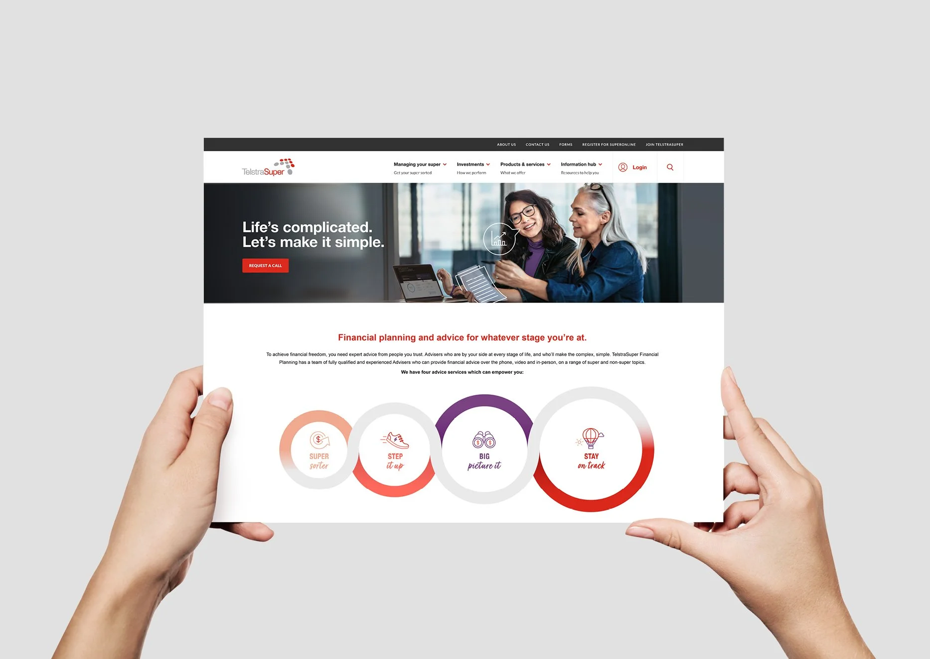 An image of the TelstraSuper Financial Planning website