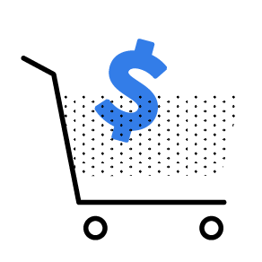 Blue dollar sign icon with a black background.